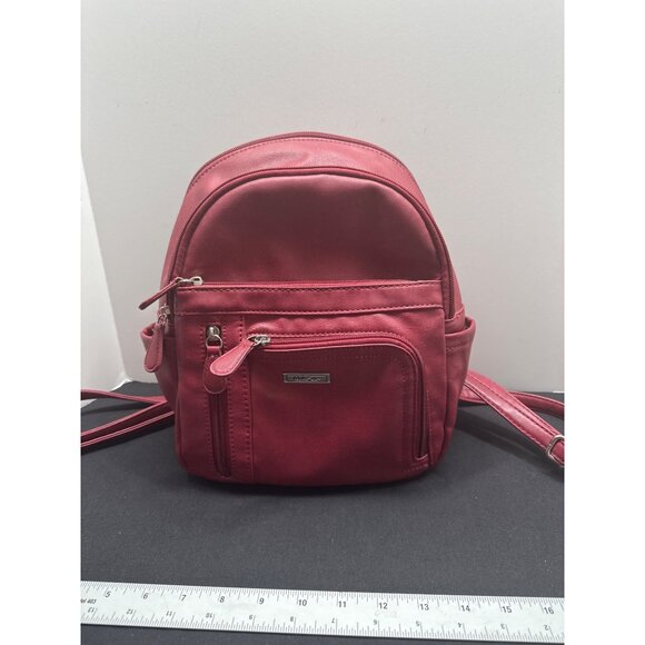 Multisac Red Maroon Faux Leather Mini Backpack Purse - Picture 1 of 16